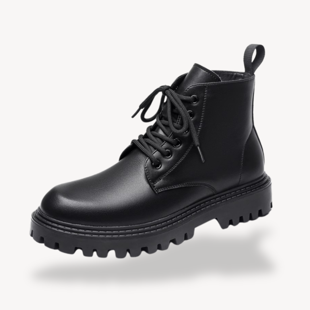 Męskie Buty Zimowe Sznurowane Botki Styl Wojskowy