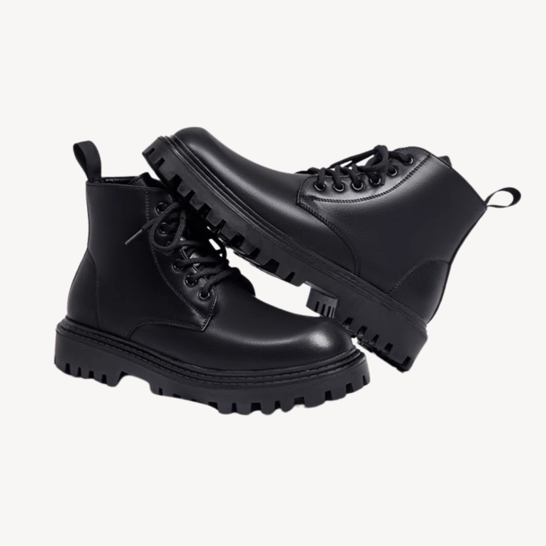 Męskie Buty Zimowe Sznurowane Botki Styl Wojskowy