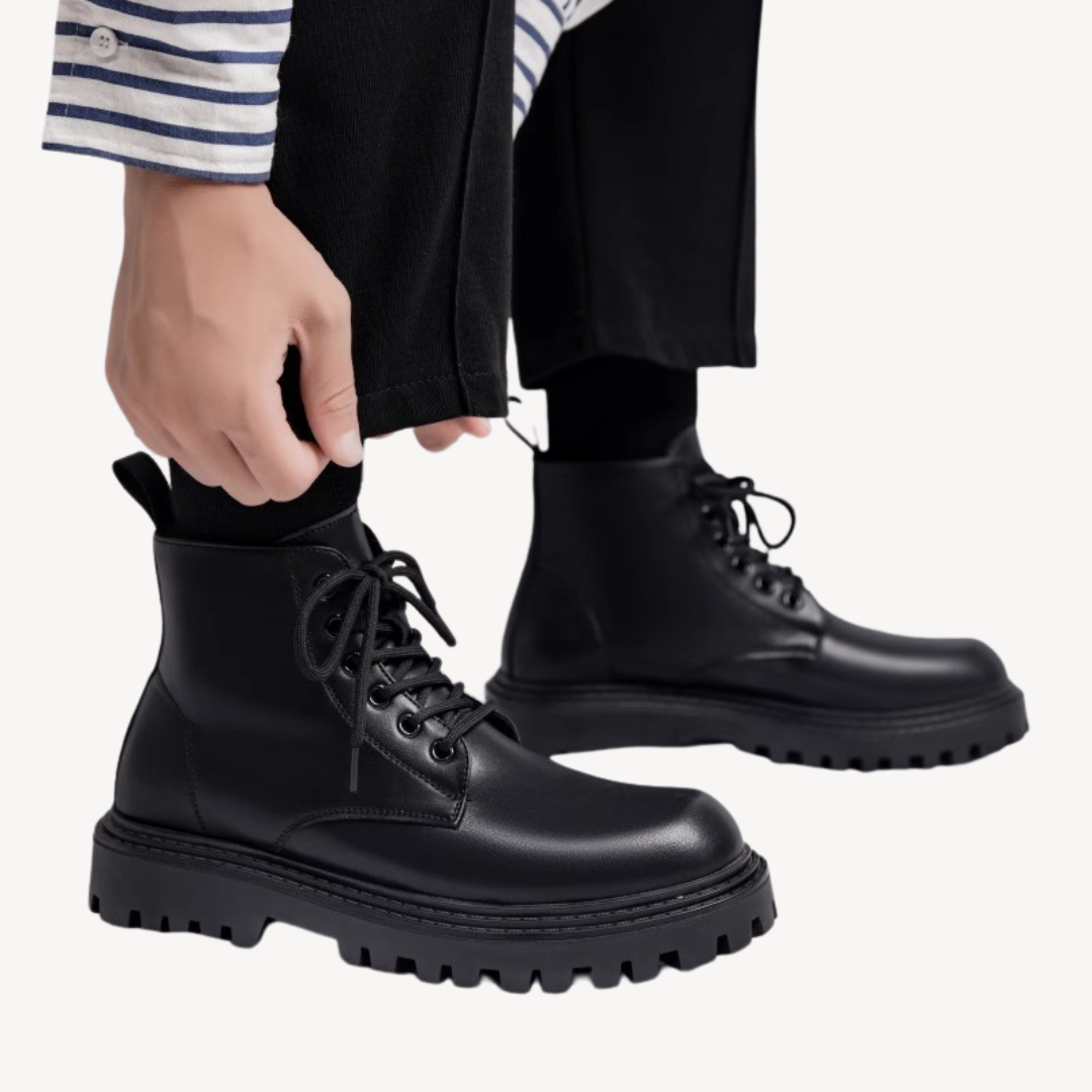 Męskie Buty Zimowe Sznurowane Botki Styl Wojskowy