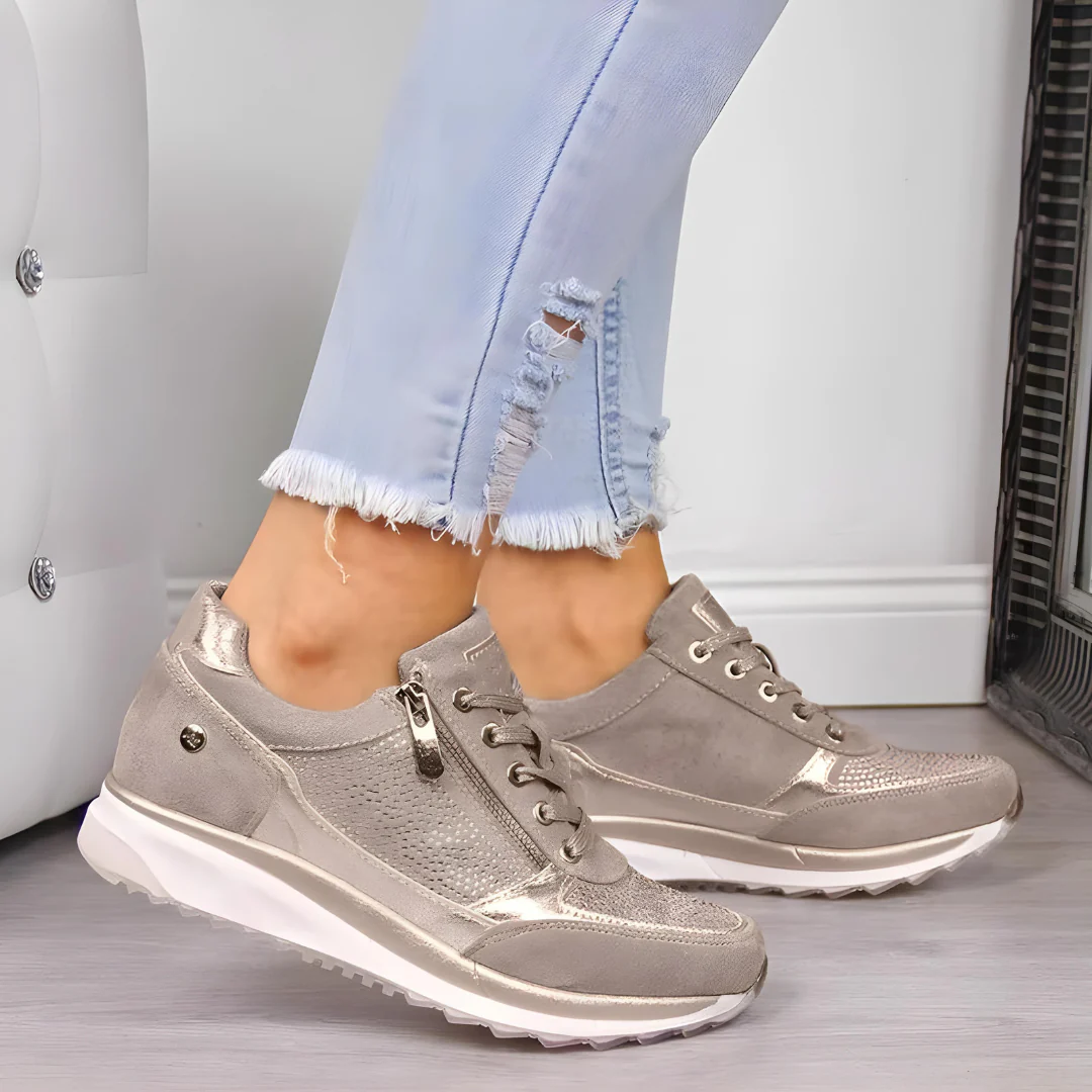 Buty Damskie  Sznurowane Z Zamkiem