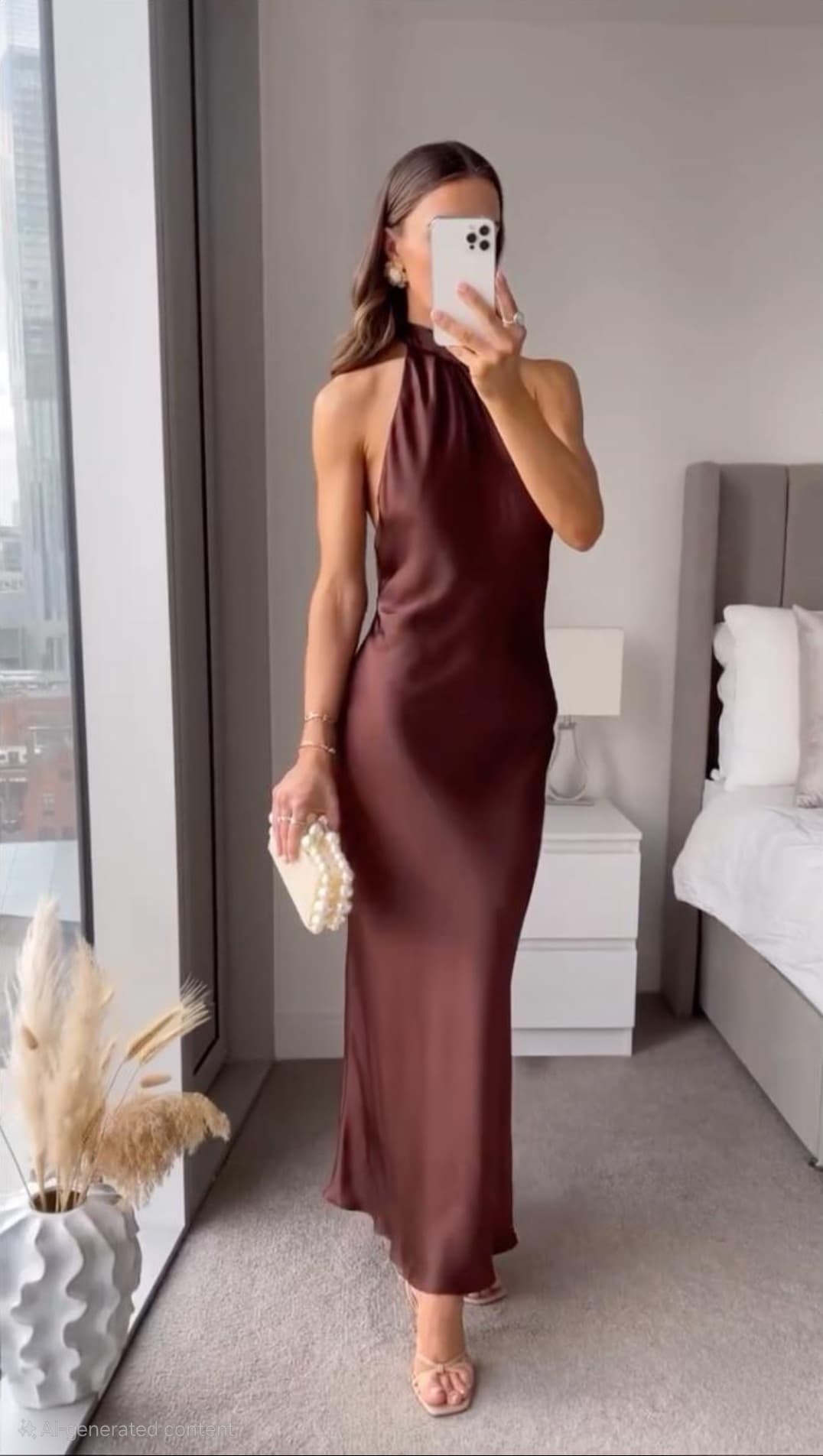 Damska Sukienka Maxi Halter Bez Pleców