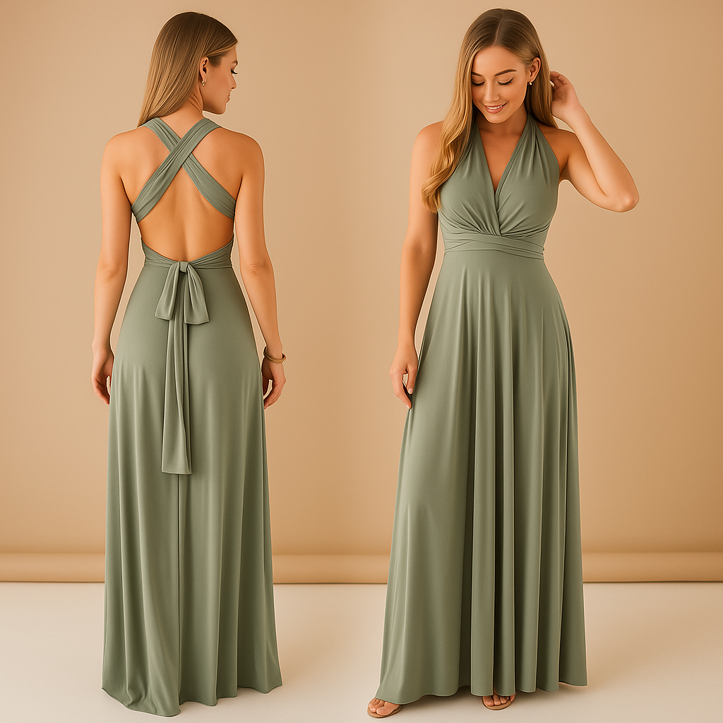 Elegancka Sukienka maxi damska halter z rozcięciem