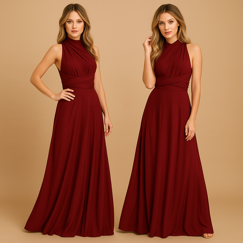 Elegancka Sukienka maxi damska halter z rozcięciem