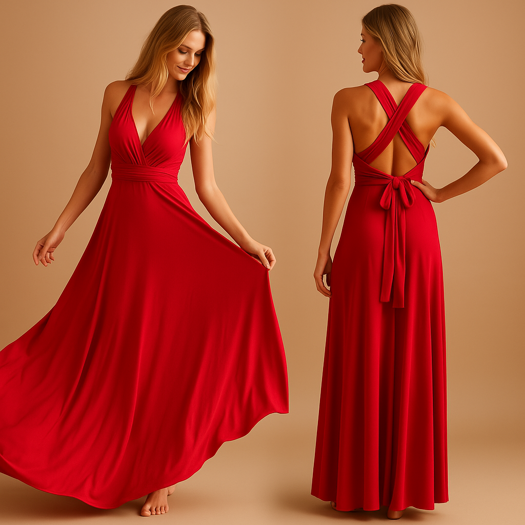 Elegancka Sukienka maxi damska halter z rozcięciem