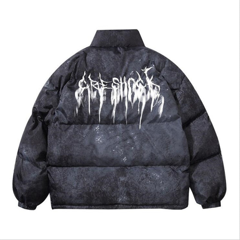 Męska Kurtka Zimowa Puchowa Streetwear Z Wysoką Stójką I Zamkiem