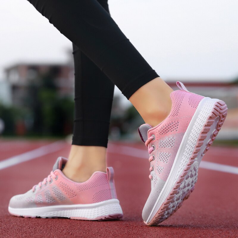 Ortopedyczne buty sportowe damskie sznurowane siateczkowe