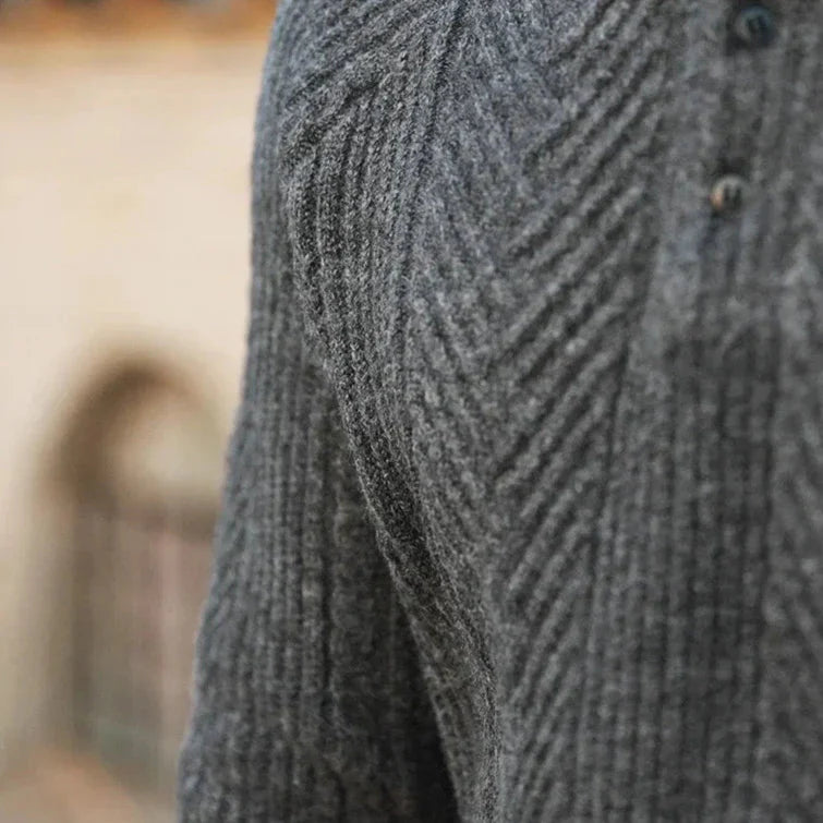 Męski Sweter Polo z Kołnierzem | Styl Casualowy