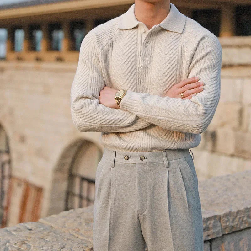 Męski Sweter Polo z Kołnierzem | Styl Casualowy