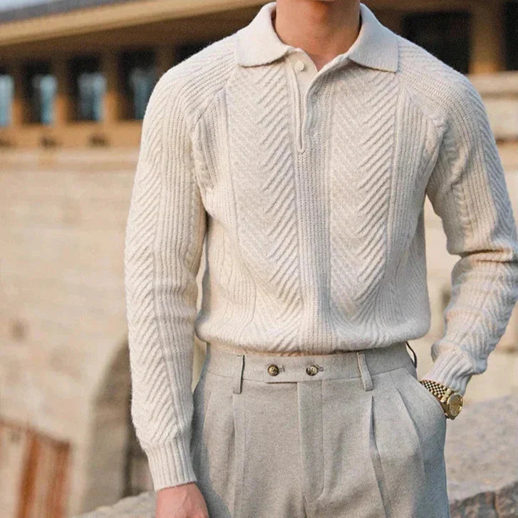 Męski Sweter Polo z Kołnierzem | Styl Casualowy