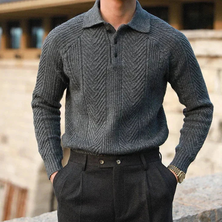 Męski Sweter Polo z Kołnierzem | Styl Casualowy