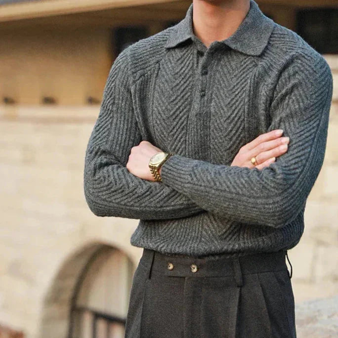 Męski Sweter Polo z Kołnierzem | Styl Casualowy