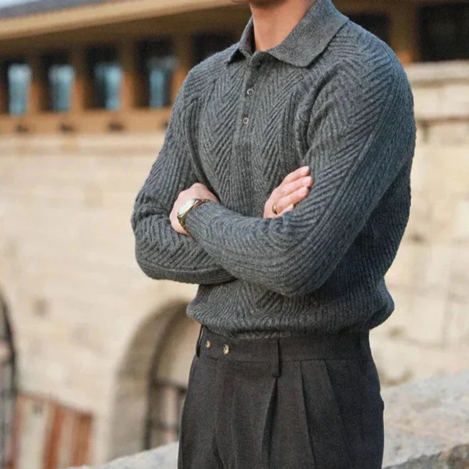 Męski Sweter Polo z Kołnierzem | Styl Casualowy