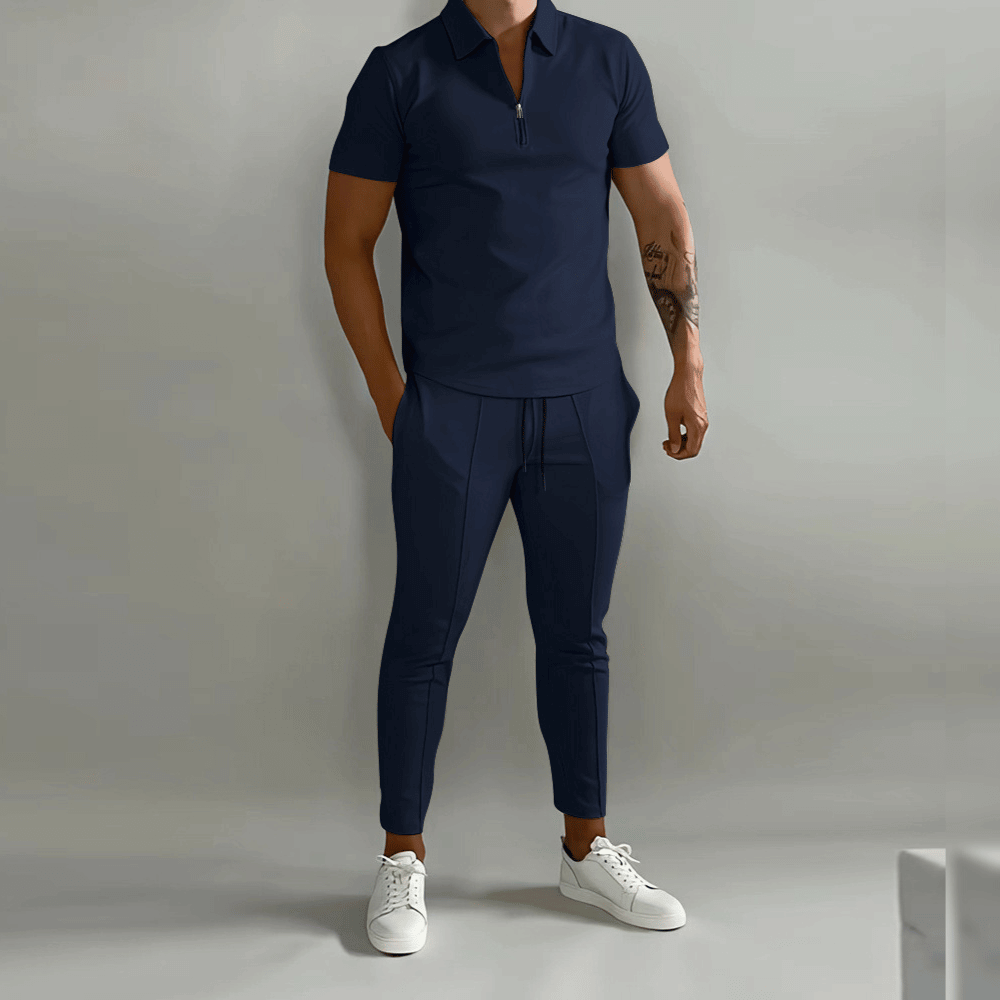 Komplet Męski Koszulka Polo I Spodnie Elegancko