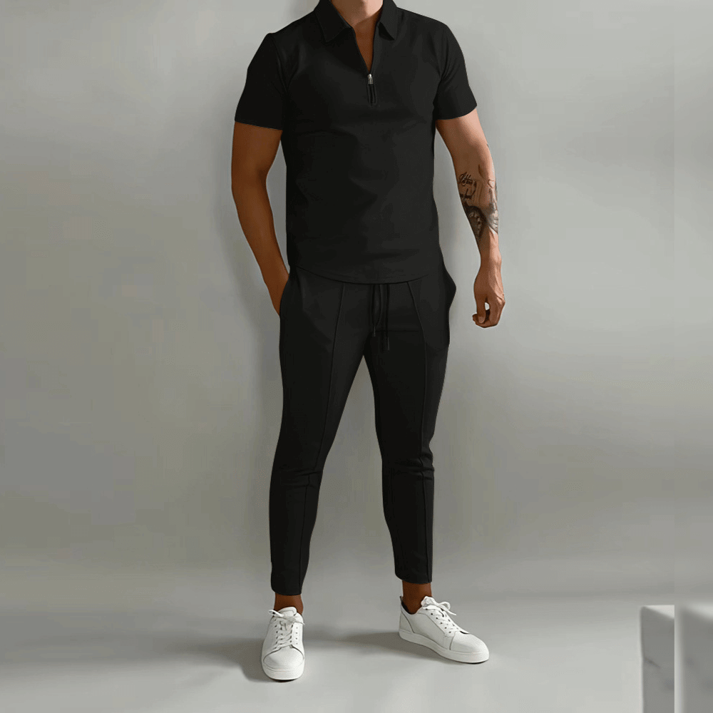 Komplet Męski Koszulka Polo I Spodnie Elegancko