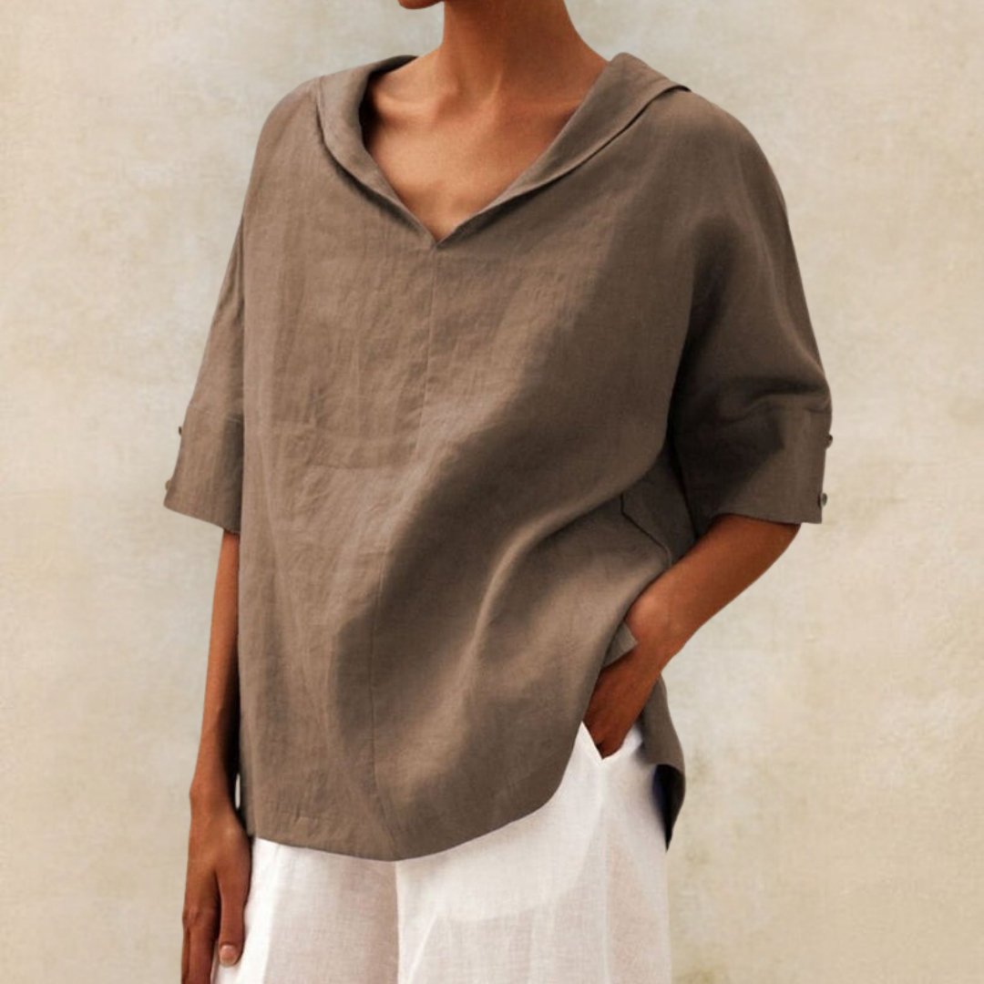 Luźna Bluzka Damska Z Dekoltem V