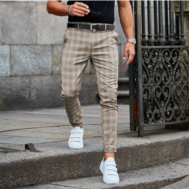 Spodnie męskie w kratę slim fit