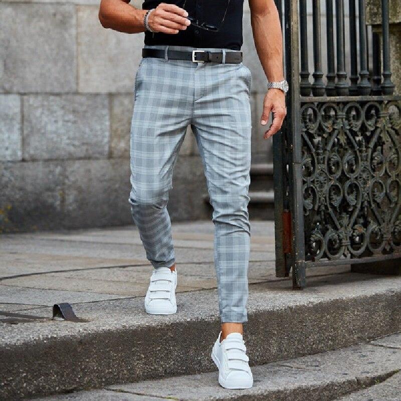 Spodnie męskie w kratę slim fit