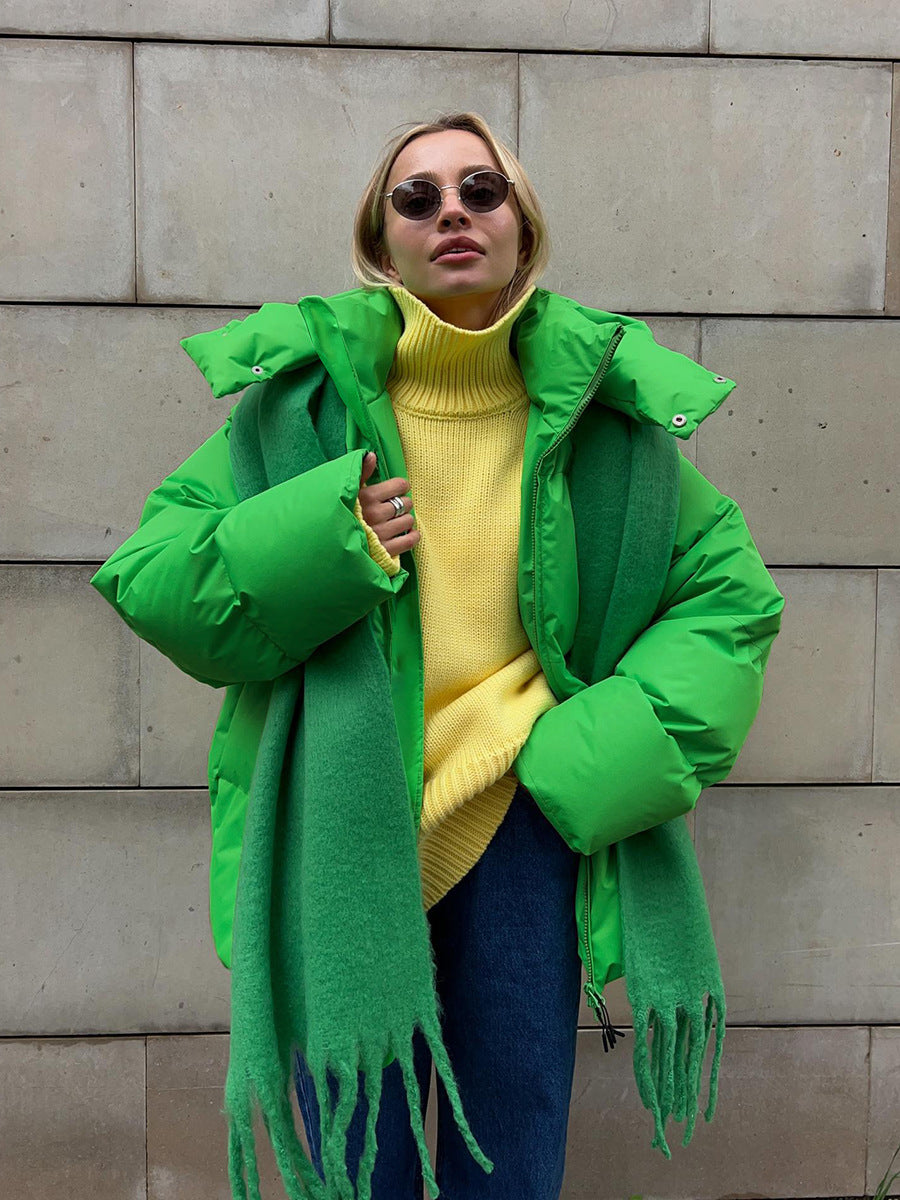 Kurtka Zimowa Damska Puchowa Puffer Z Kapturem Oversize