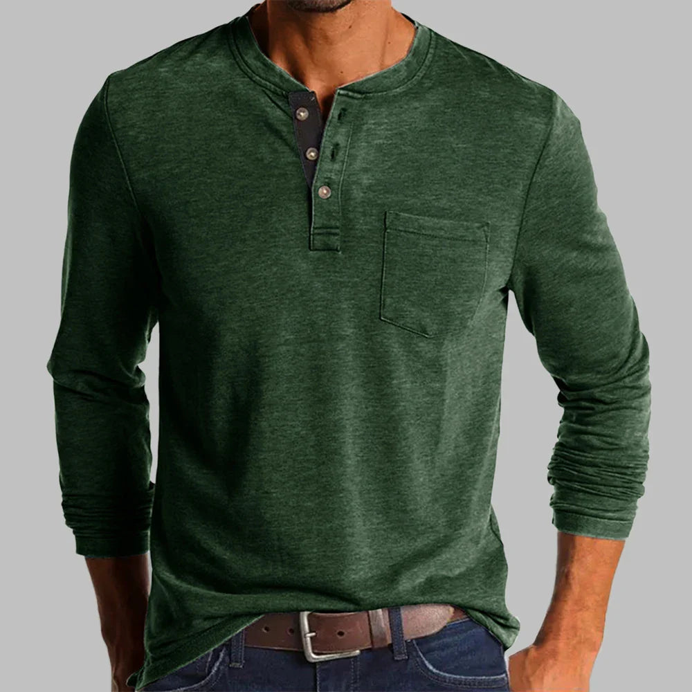 Koszulka henley męska z długim rękawem