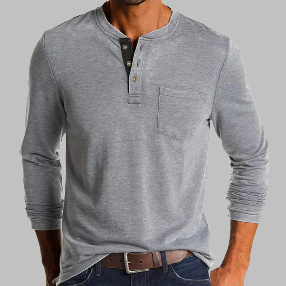 Koszulka henley męska z długim rękawem