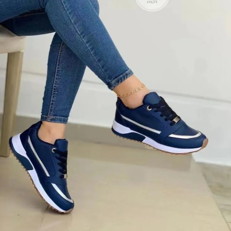 Sneakersy damskie ortopedyczne sznurowane z zamkiem
