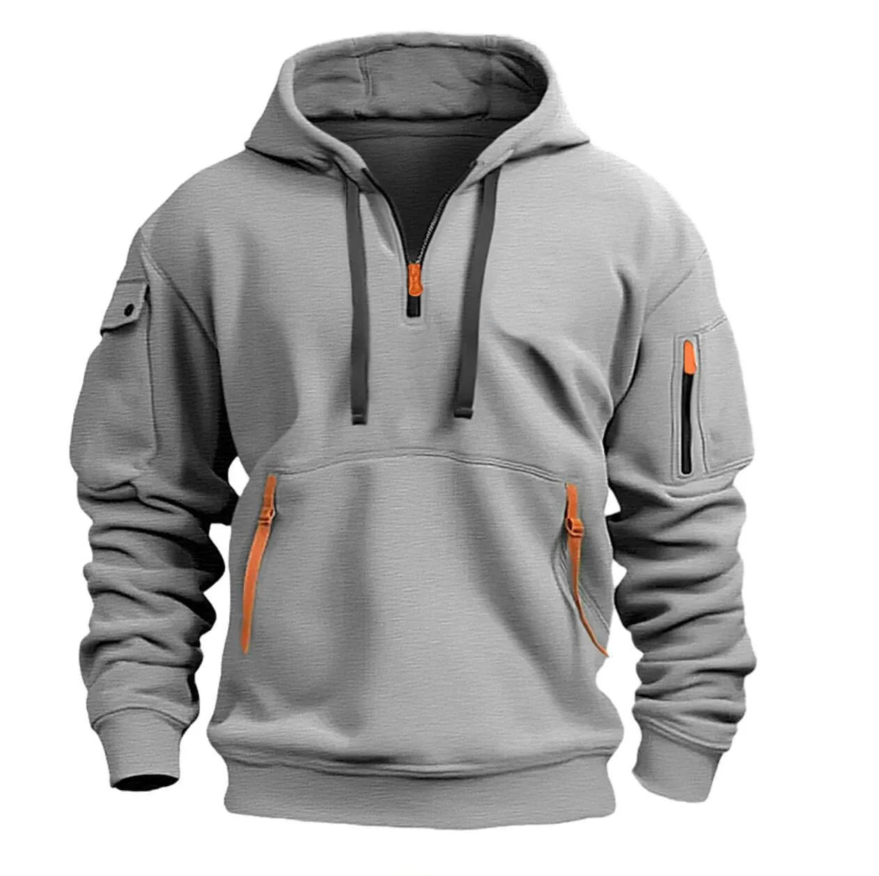 Sweter Męski Bluza z Kapturem | Kieszenie na Zamek Na Co Dzień i Sport