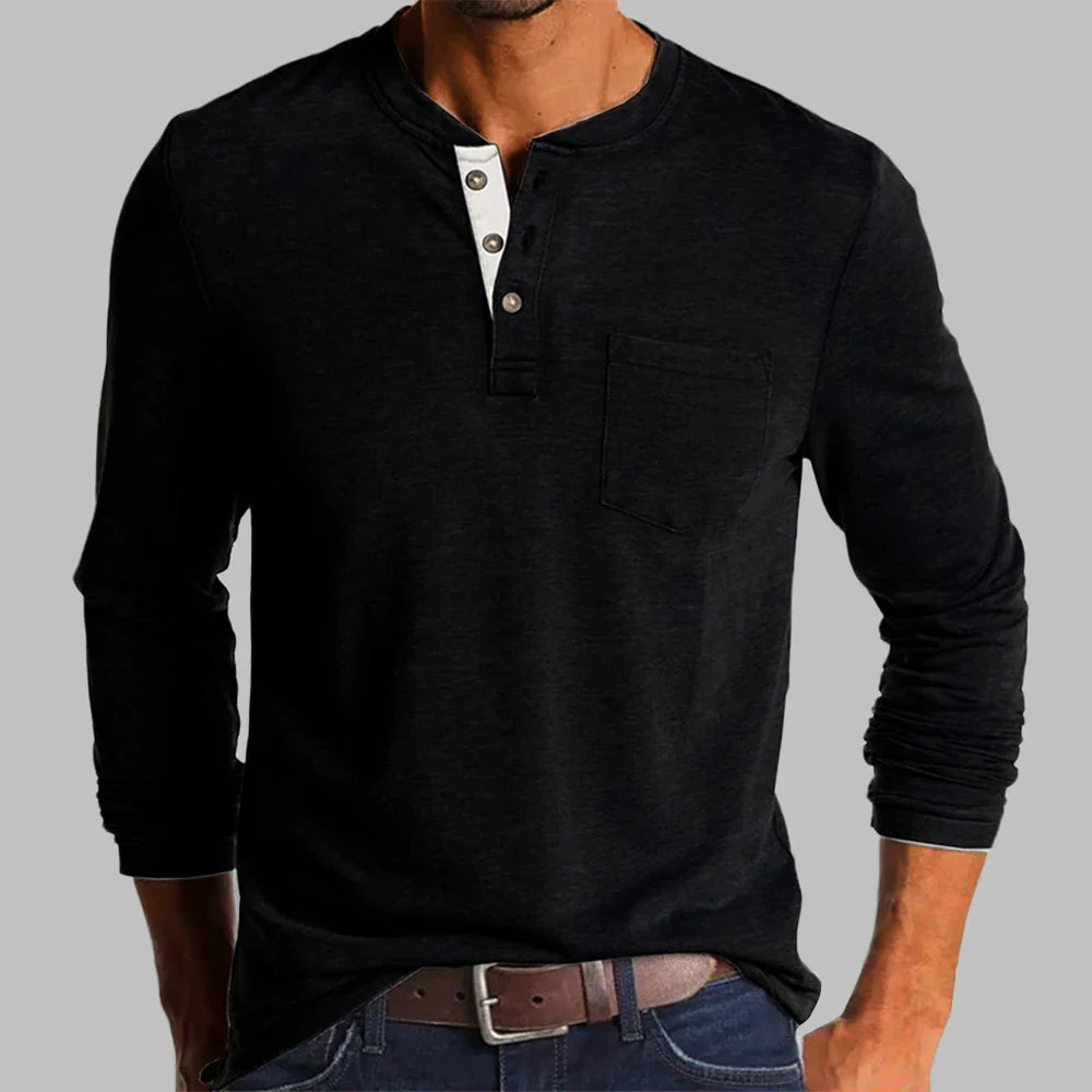 Koszulka henley męska z długim rękawem