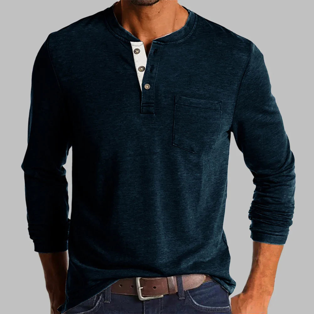 Koszulka henley męska z długim rękawem