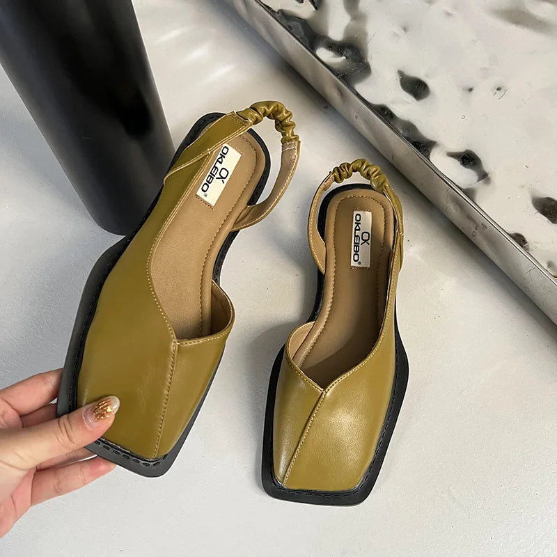 Sandały Damskie Slingback Z Kwadratowym Noskiem