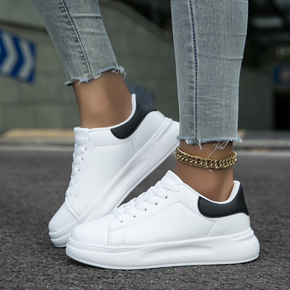 Sneakersy Damskie Minimalistyczne Sznurowane