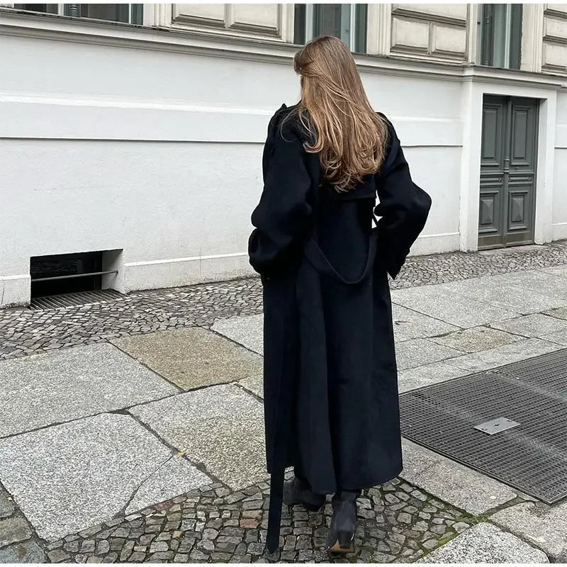 Trencz Damski Dwurzędowy Długi Codzienny