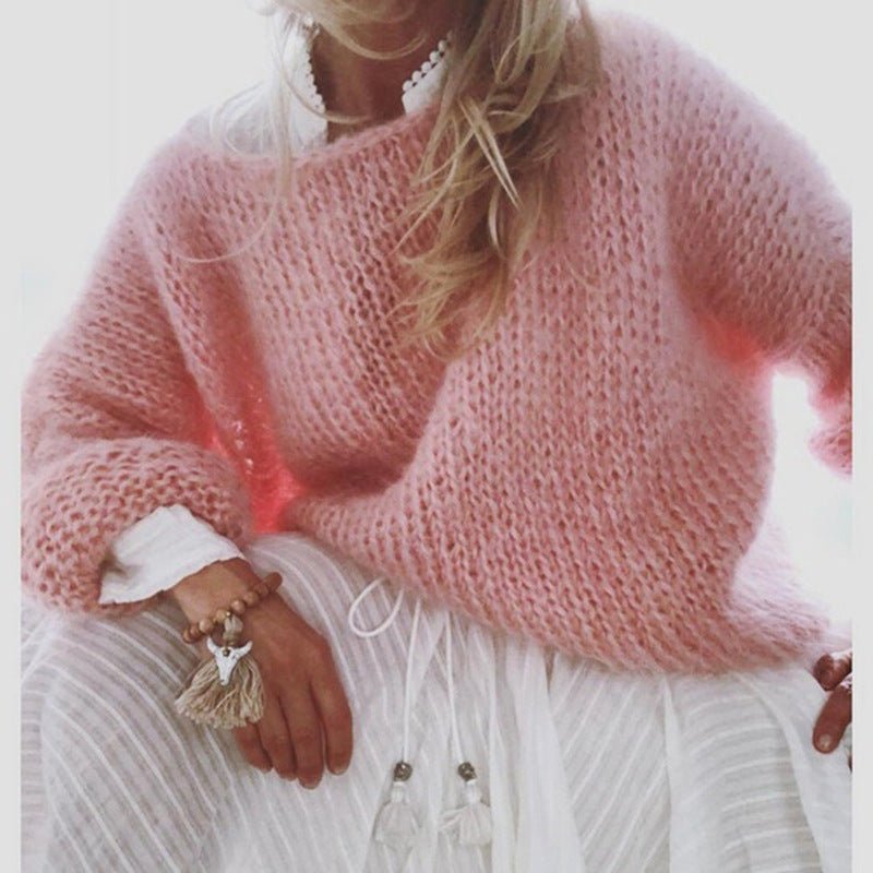 Ażurowy oversized sweter damski - Leah Side