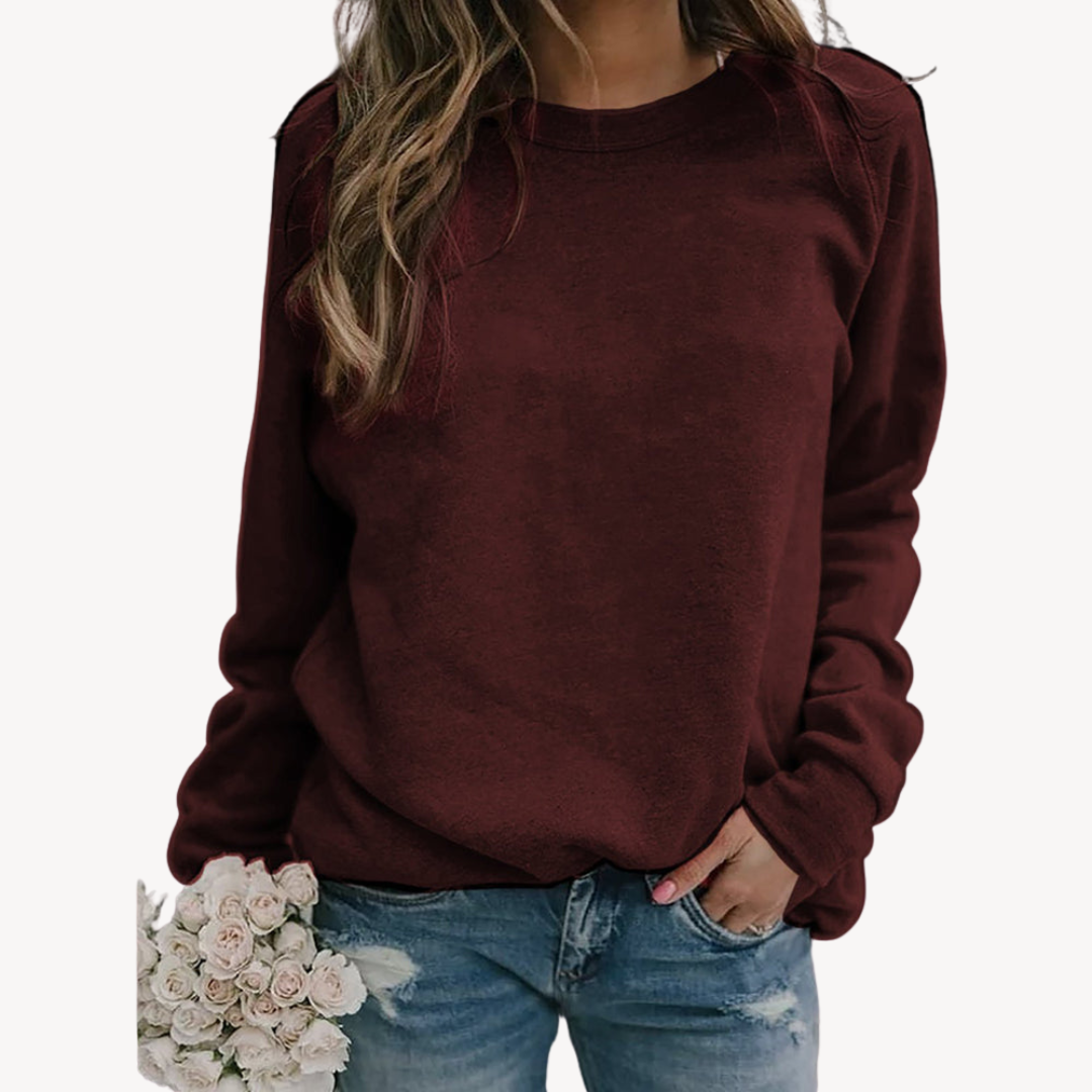 Damski Sweter | Dzianinowy z Okrągłym Dekoltem Klasyczny Pullover