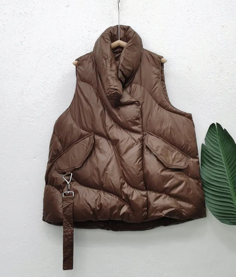 Ciepła pikowana kamizelka oversize damska - Noelle Front