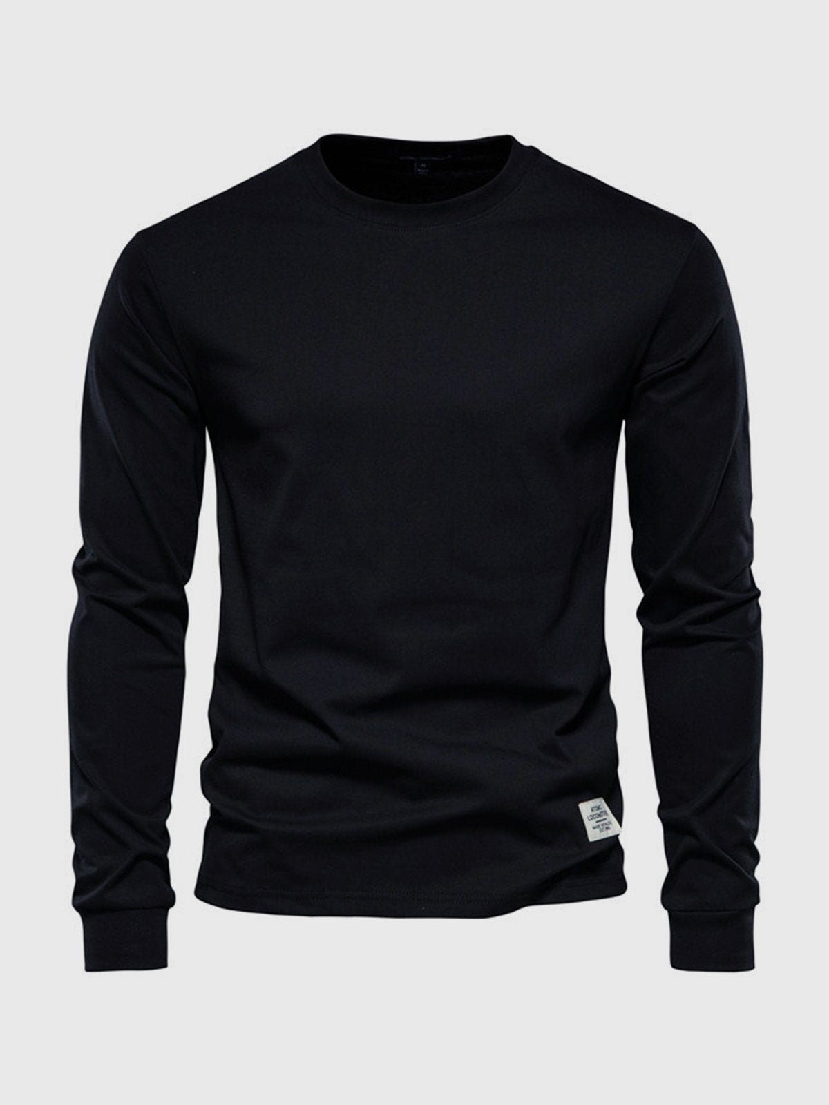 Ciepły bawełniany longsleeve zimowy męski z prążkowanym mankietem - Arlo Front