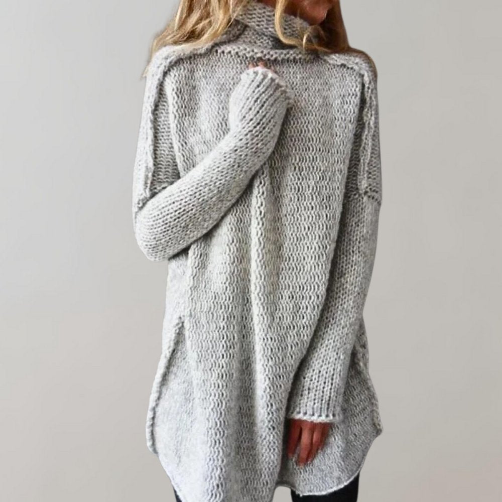 Długi sweter damski golf oversize - Freya Front