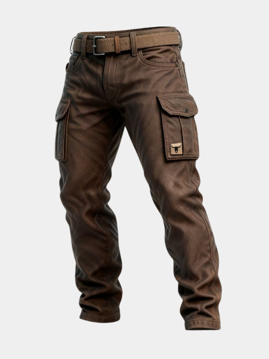 Dopasowane spodnie cargo slim fit męskie - Jace Front