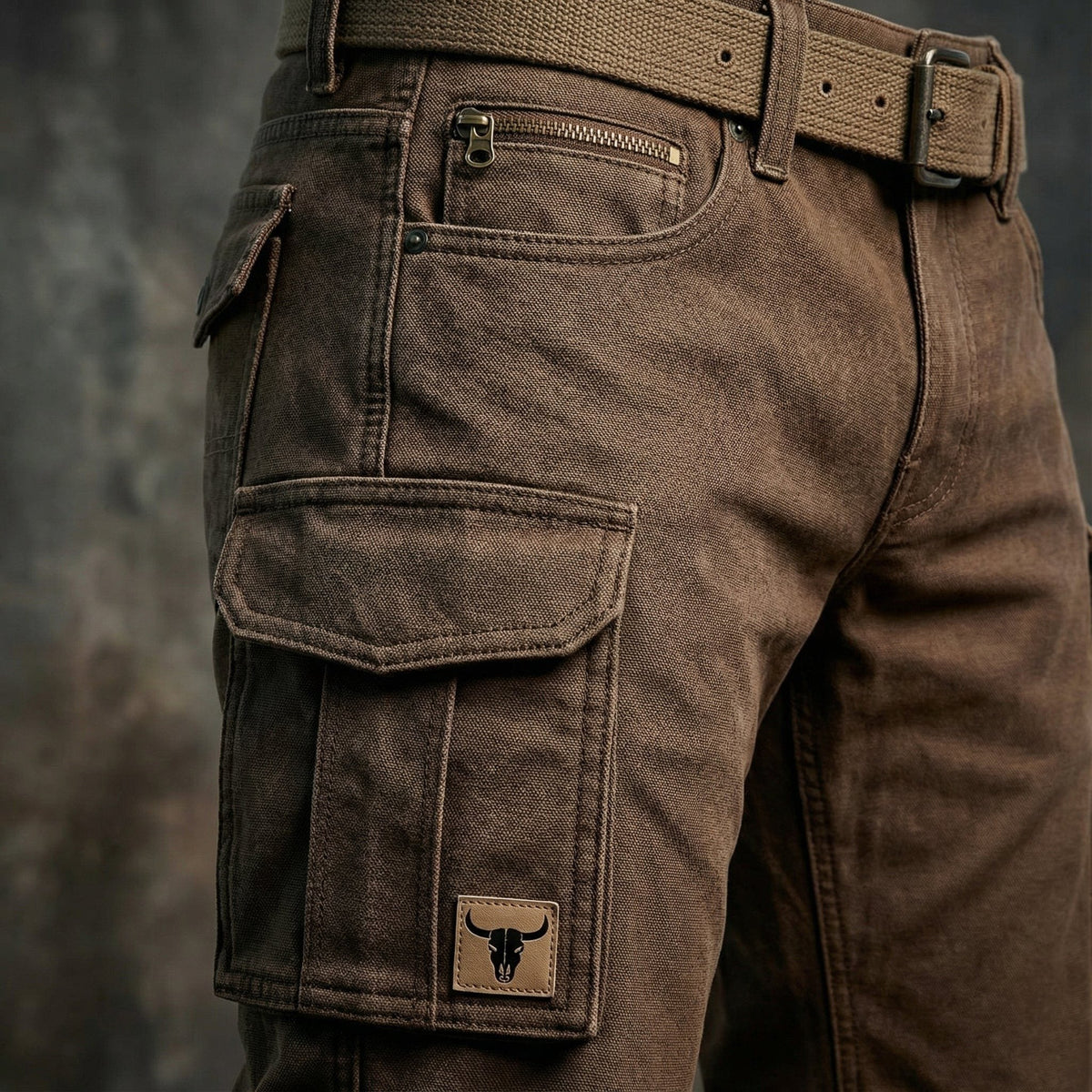 Dopasowane spodnie cargo slim fit męskie - Jace Side