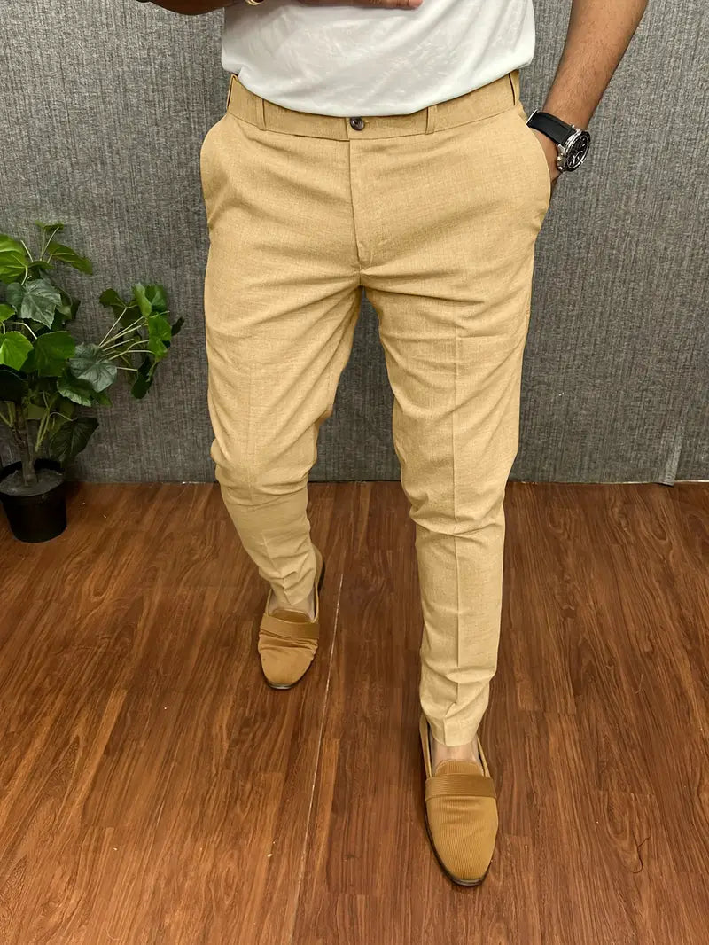 Spodnie Męskie Eleganckie Slim Fit Zwężane Nogawki