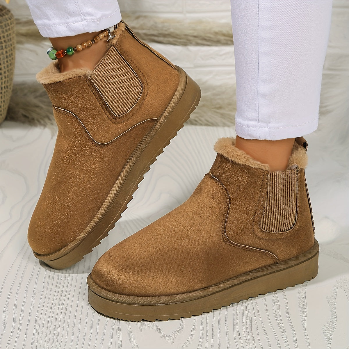 Buty Zimowe Damskie Botki Ocieplane Slip On