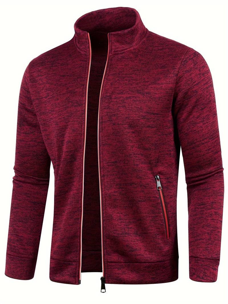Elegancka bluza zimowa męska ze stójką i zamkiem - Kurt Detail