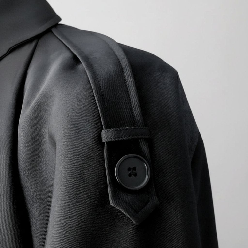 Elegancki dwurzędowy długi płaszcz damski - Noelle Detail