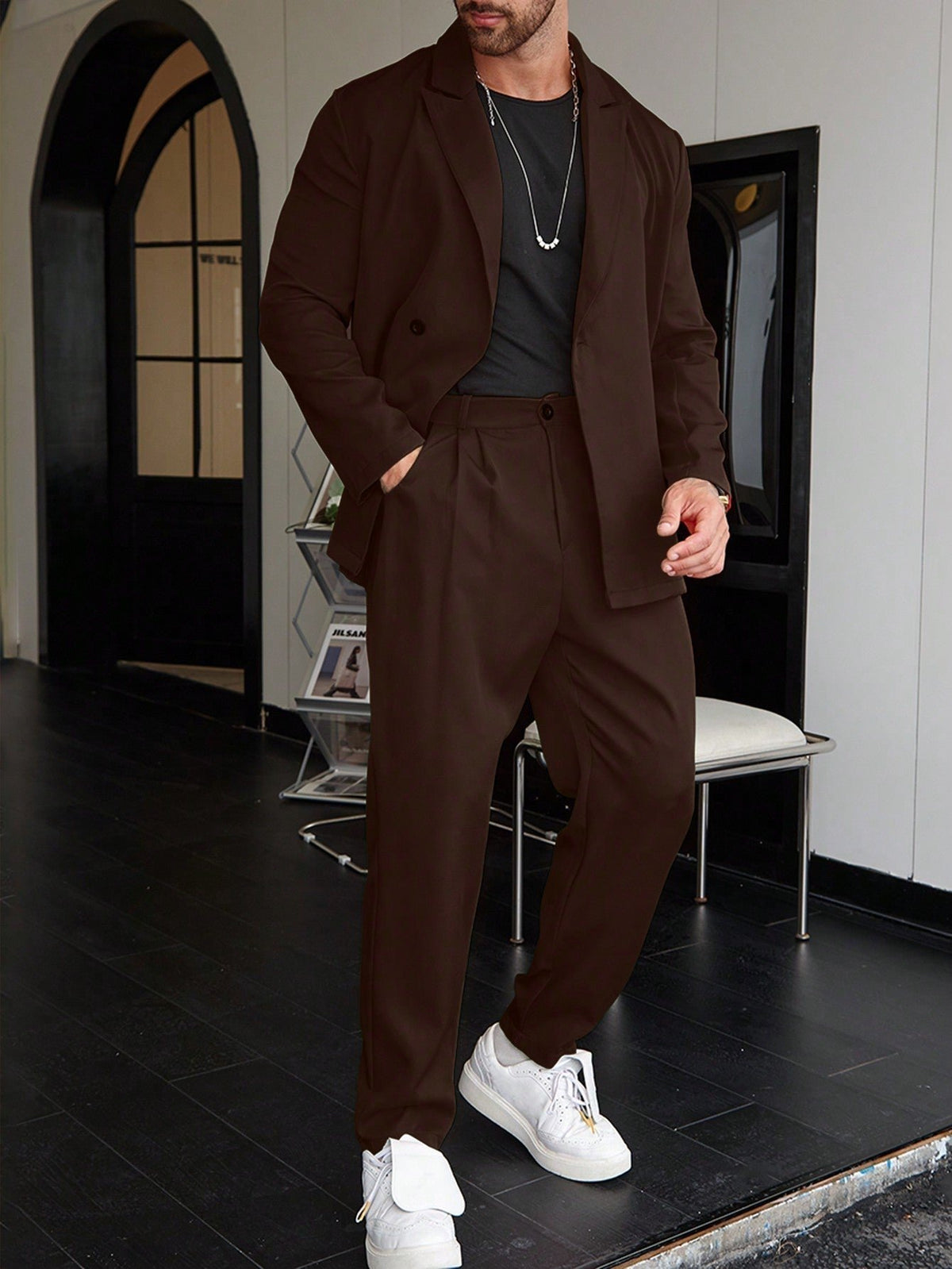 Elegancki garnitur biznesowy slim fit męski - Stefan Front