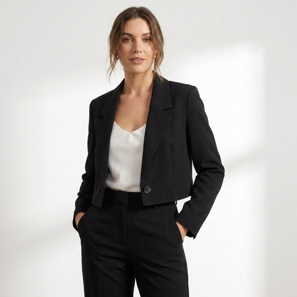 Elegancki krótki blezer damski z klasycznym kołnierzem - Margot Hero