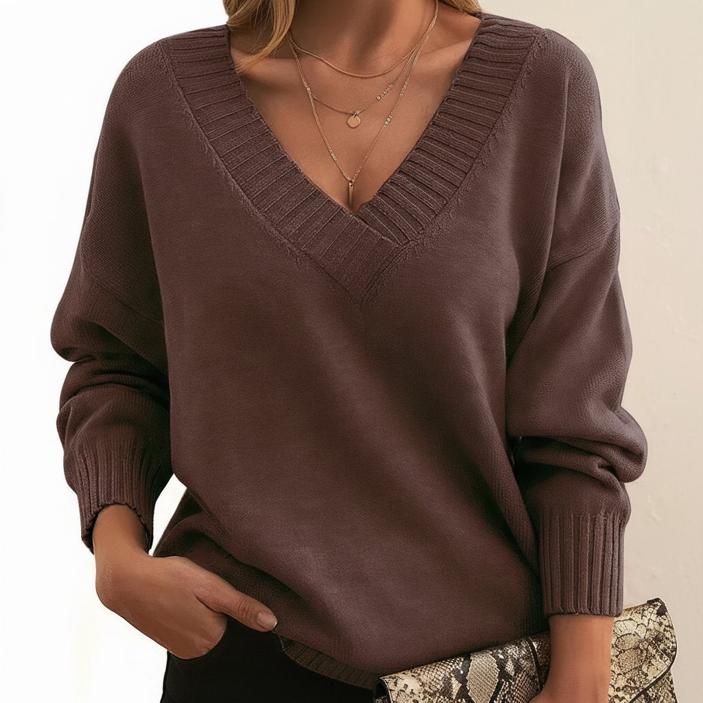 Elegancki sweter damski z dekoltem w serek - Elise View 12