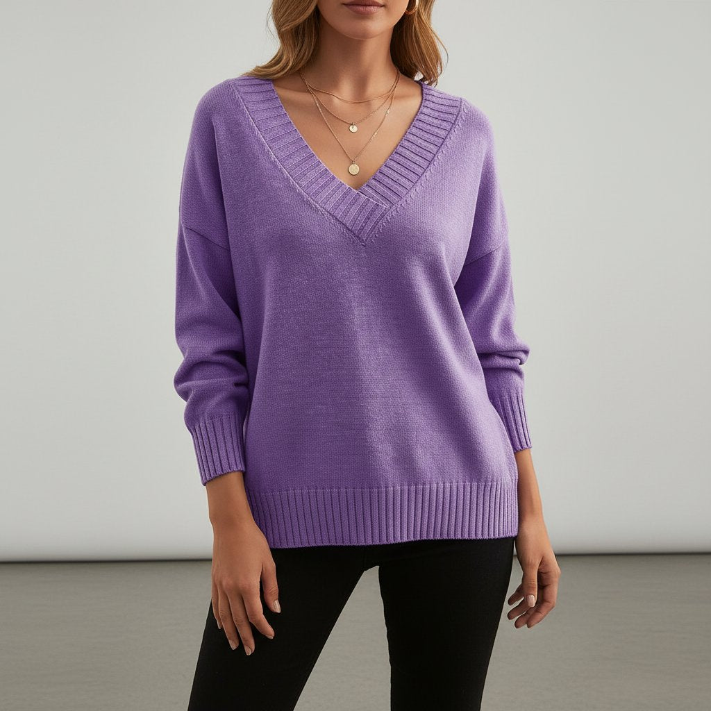 Elegancki sweter damski z dekoltem w serek - Elise View 13