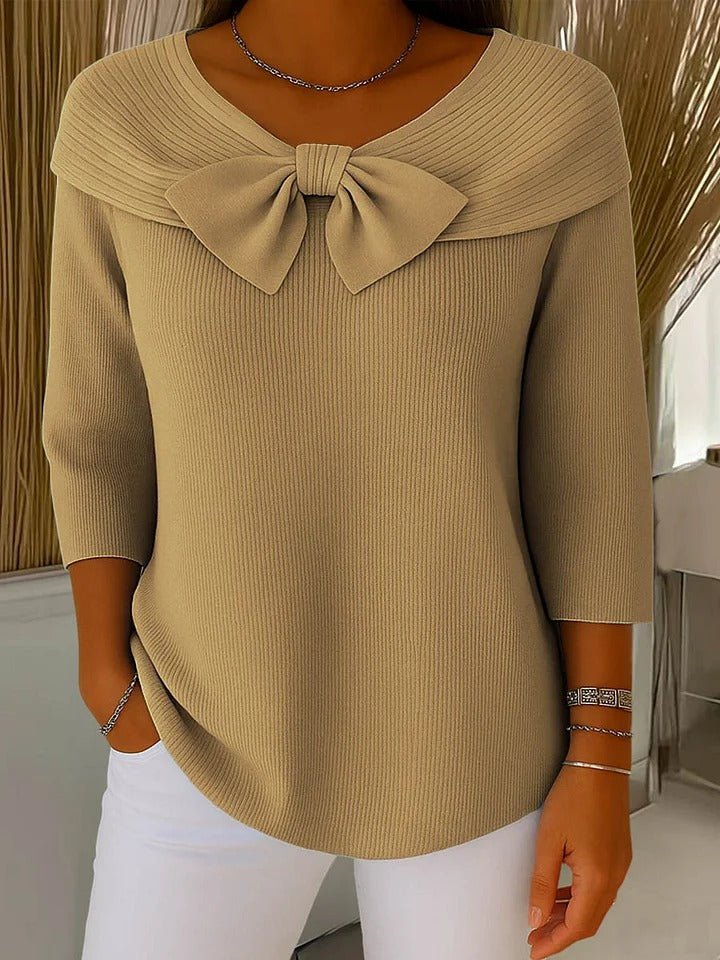 Elegancki sweter damski z kokardą - Vera Side