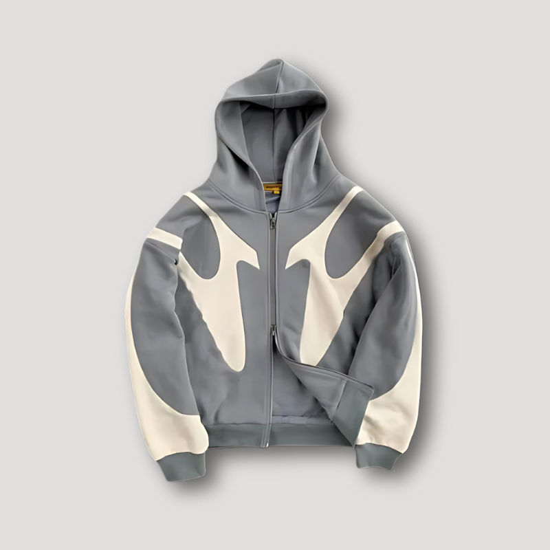Hoodie z zamkiem i graficznym nadrukiem męski Bluza z kapturem
