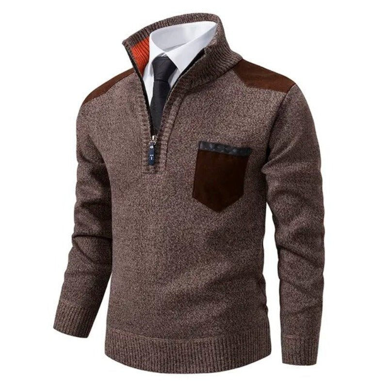 Klasyczny kaszmirowy sweter męski z łatami - Cole Detail