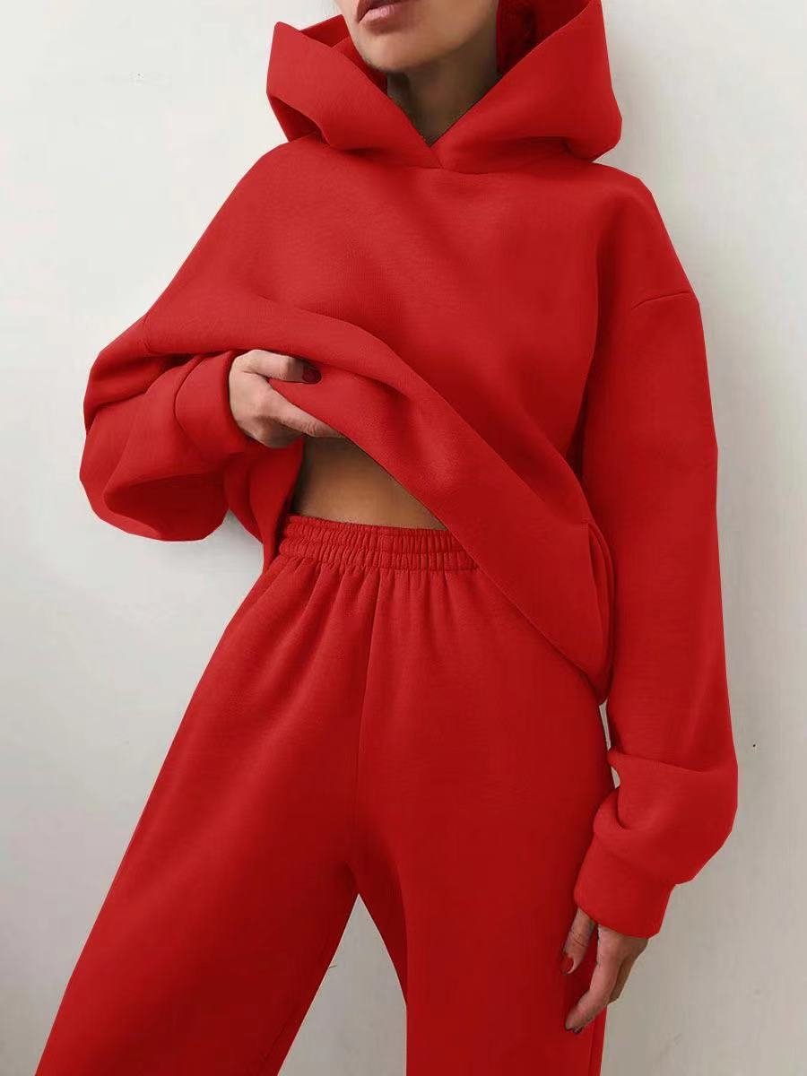 Komfortowy dresowy komplet damski oversize z kapturem - Lexi Back